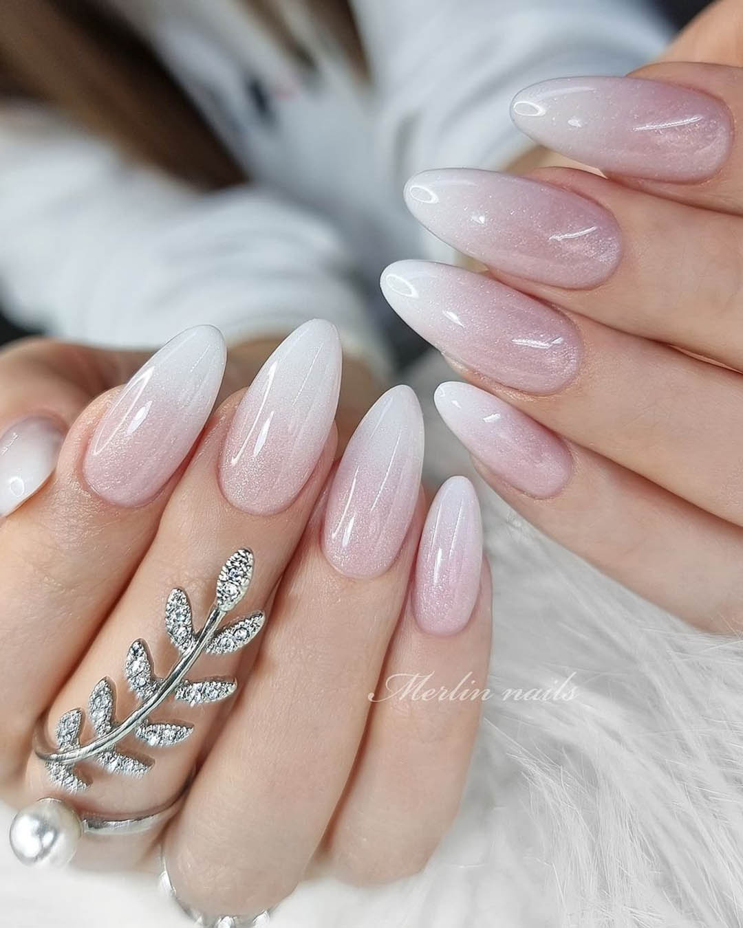 White Glitter Nails