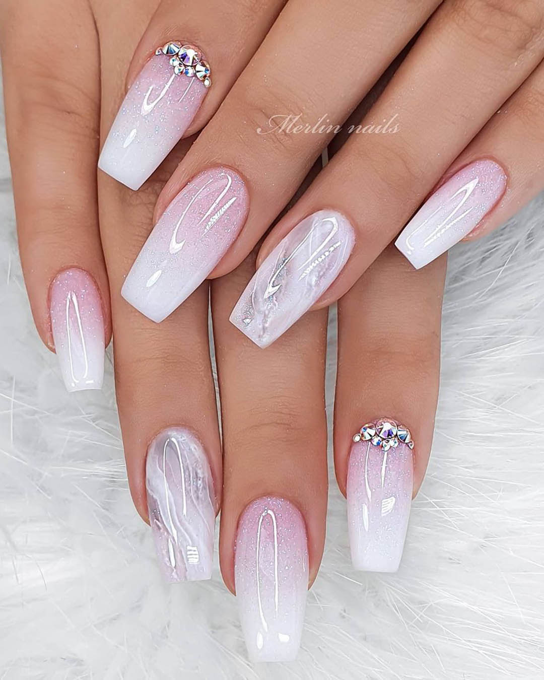White Glitter Nails
