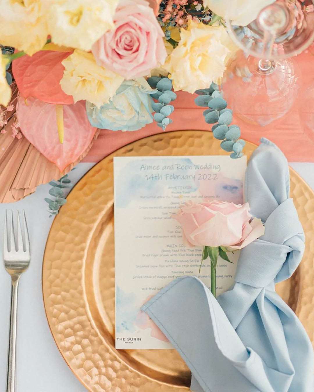 Powder Blue and Peach