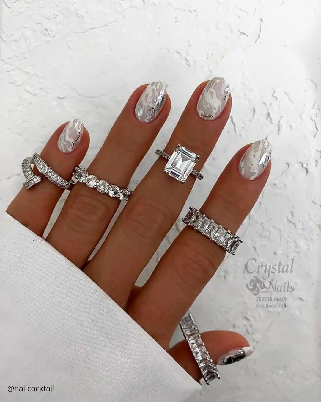 Short White Wedding Nails