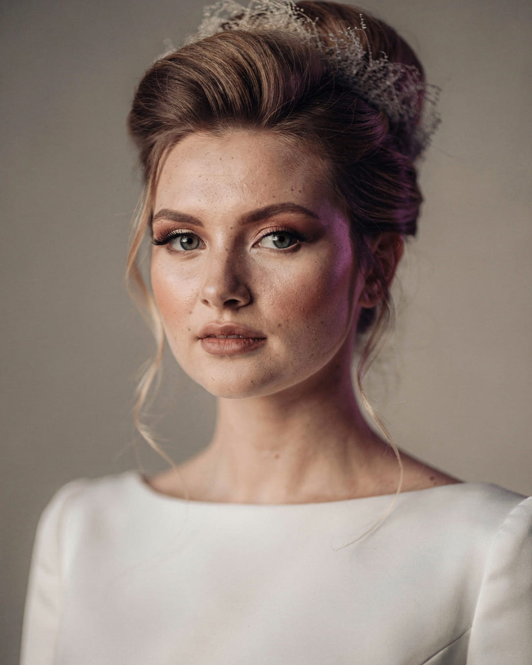 Side Swept Wedding Updo Medium Hair