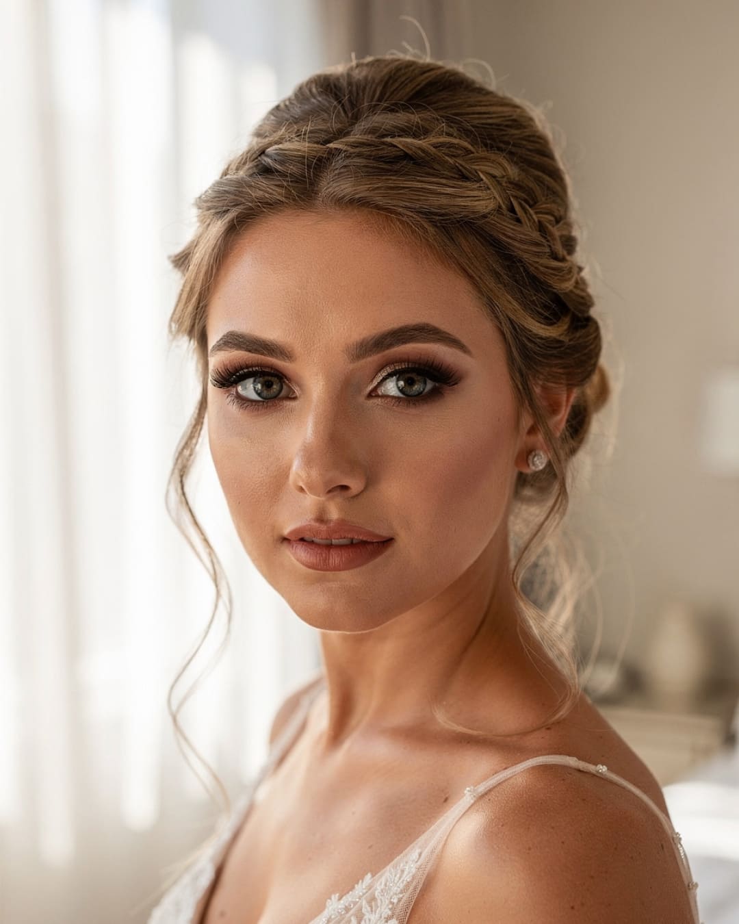 Side Swept Wedding Updo Medium Hair