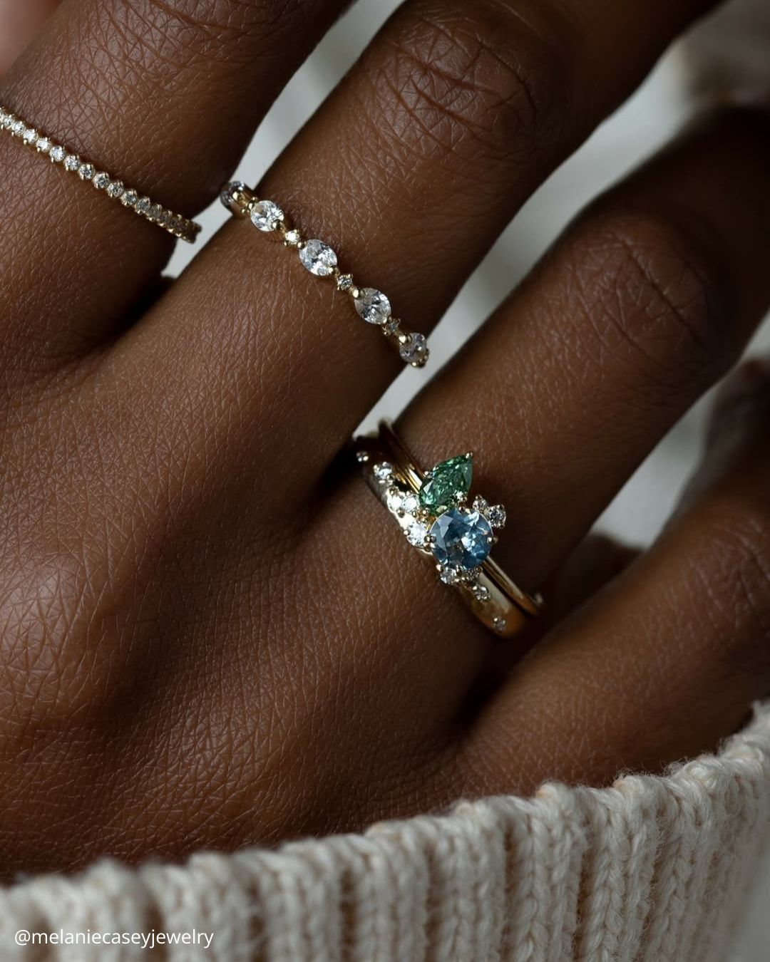 Aquamarine And Tourmaline Engagement Rings