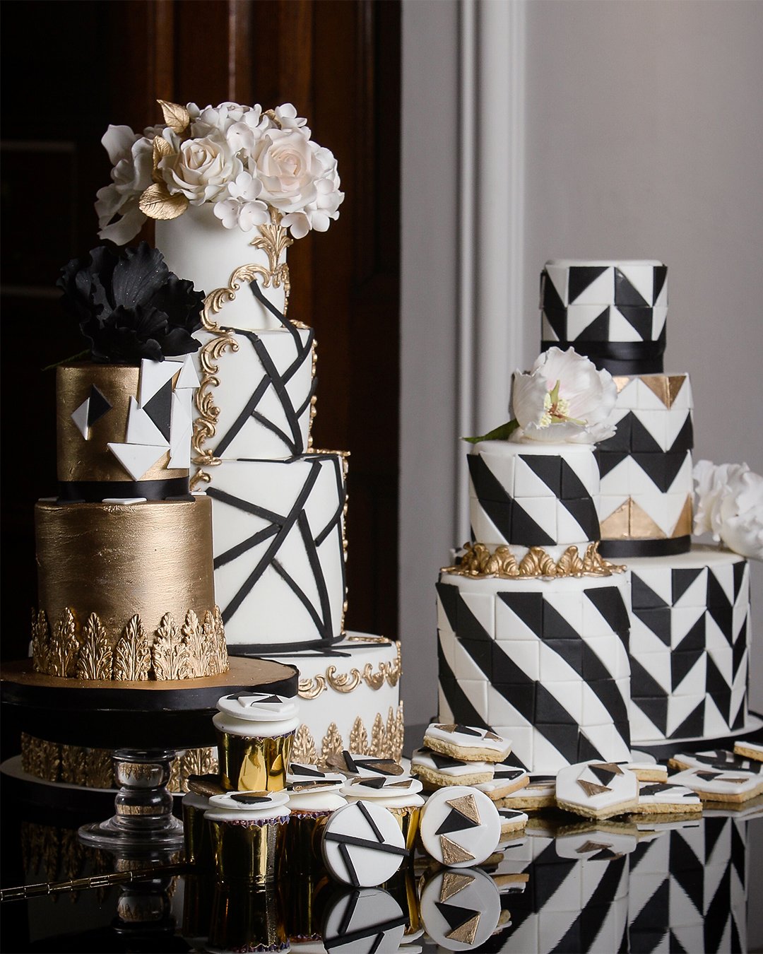 wedding cake trends geometric black white cakes Elizabeth