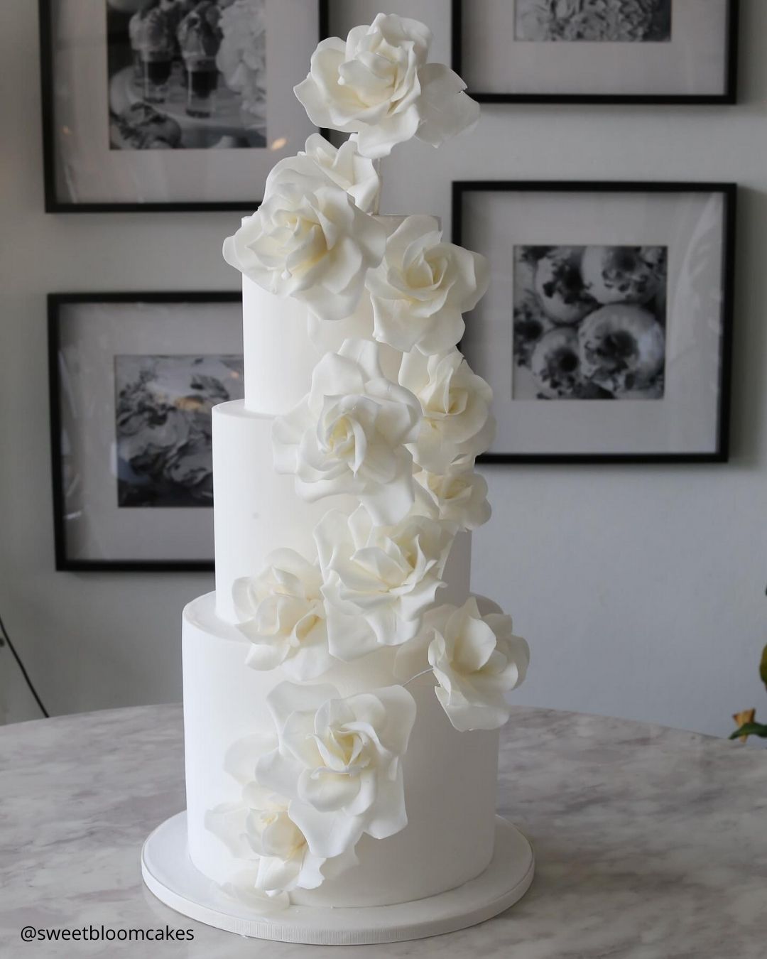 wedding cake trends white three tier wedding cake with white sugar roses