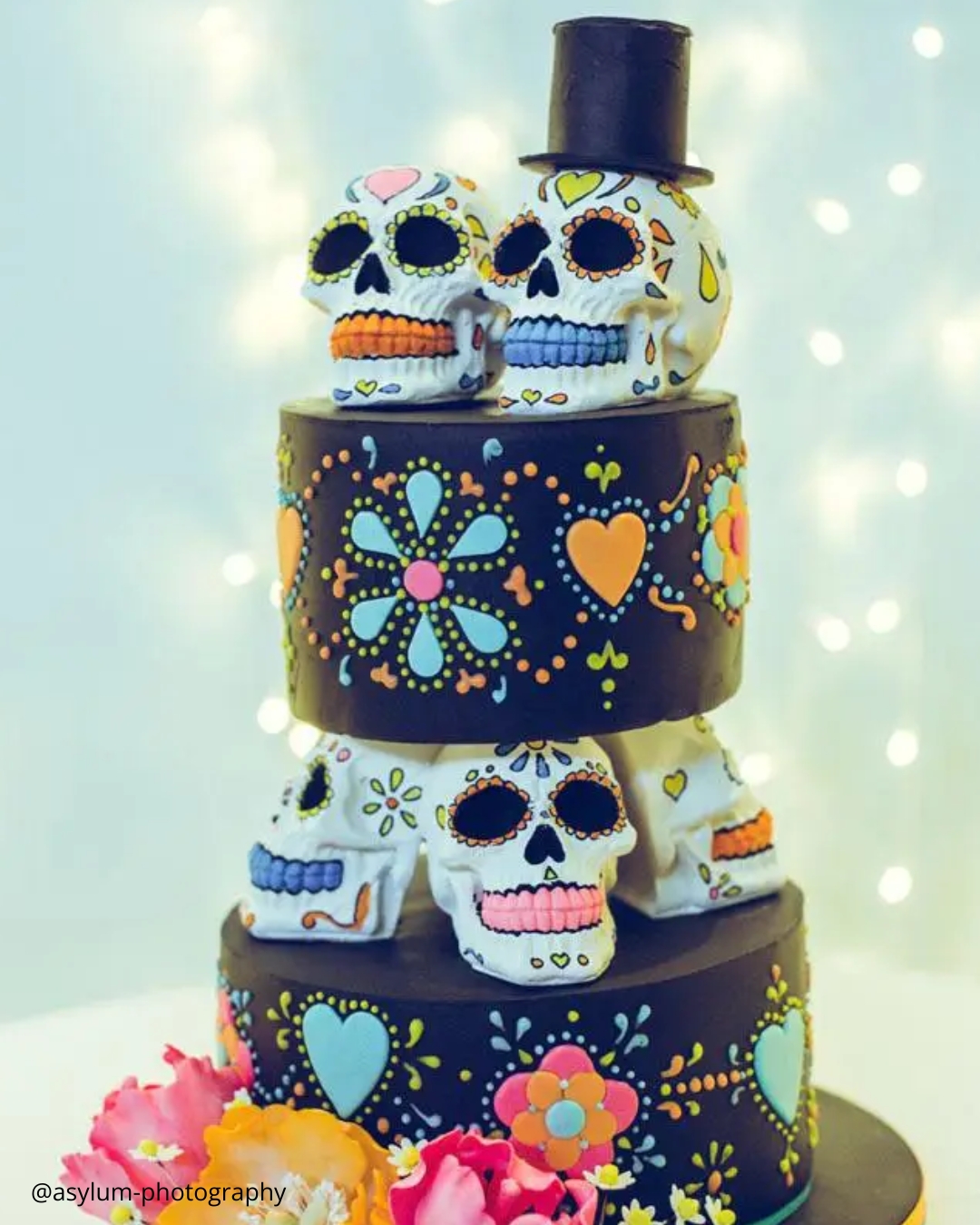 Mexican Cake Design With Santa Muerte Skull
