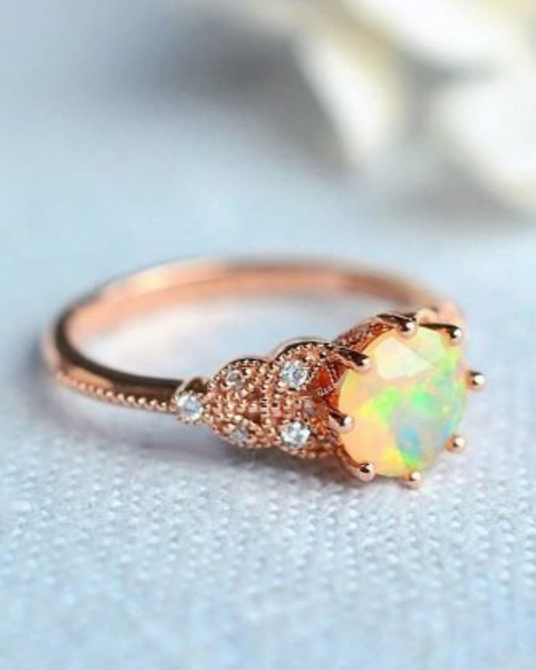 Rings With Round Cut Opal