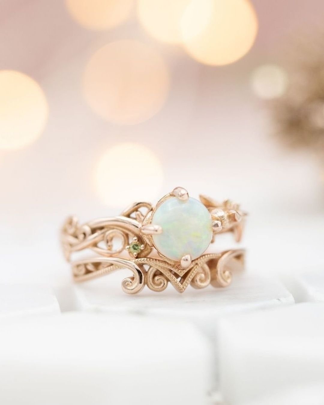 Wonderful Rings With Opal And Diamonds