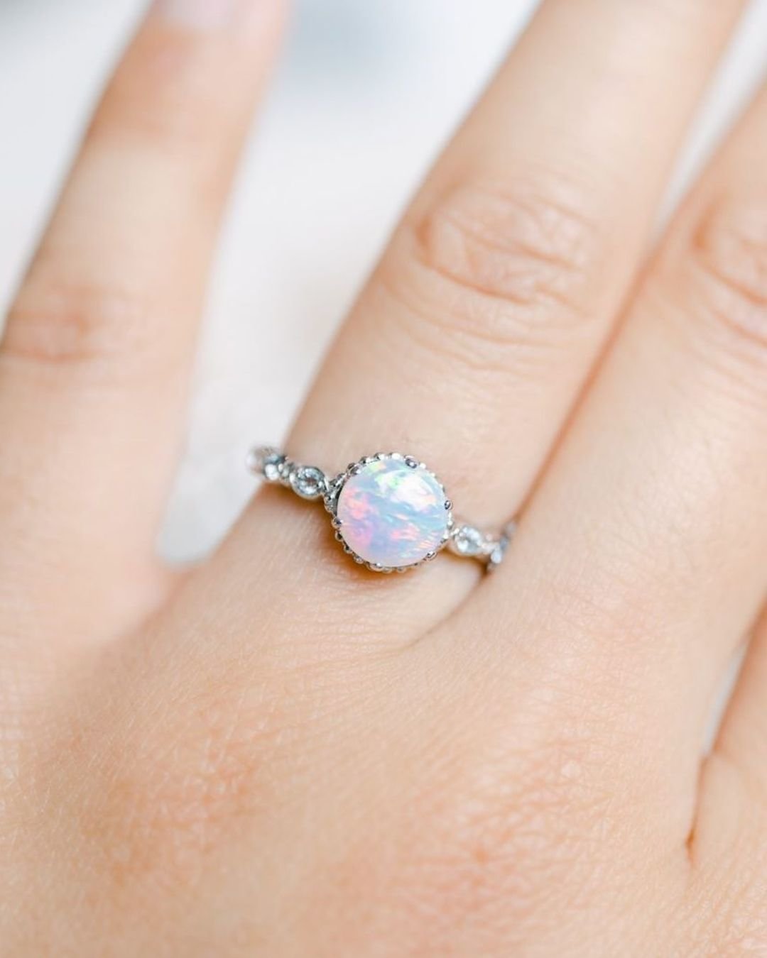 Pear Cut Rings With Opal