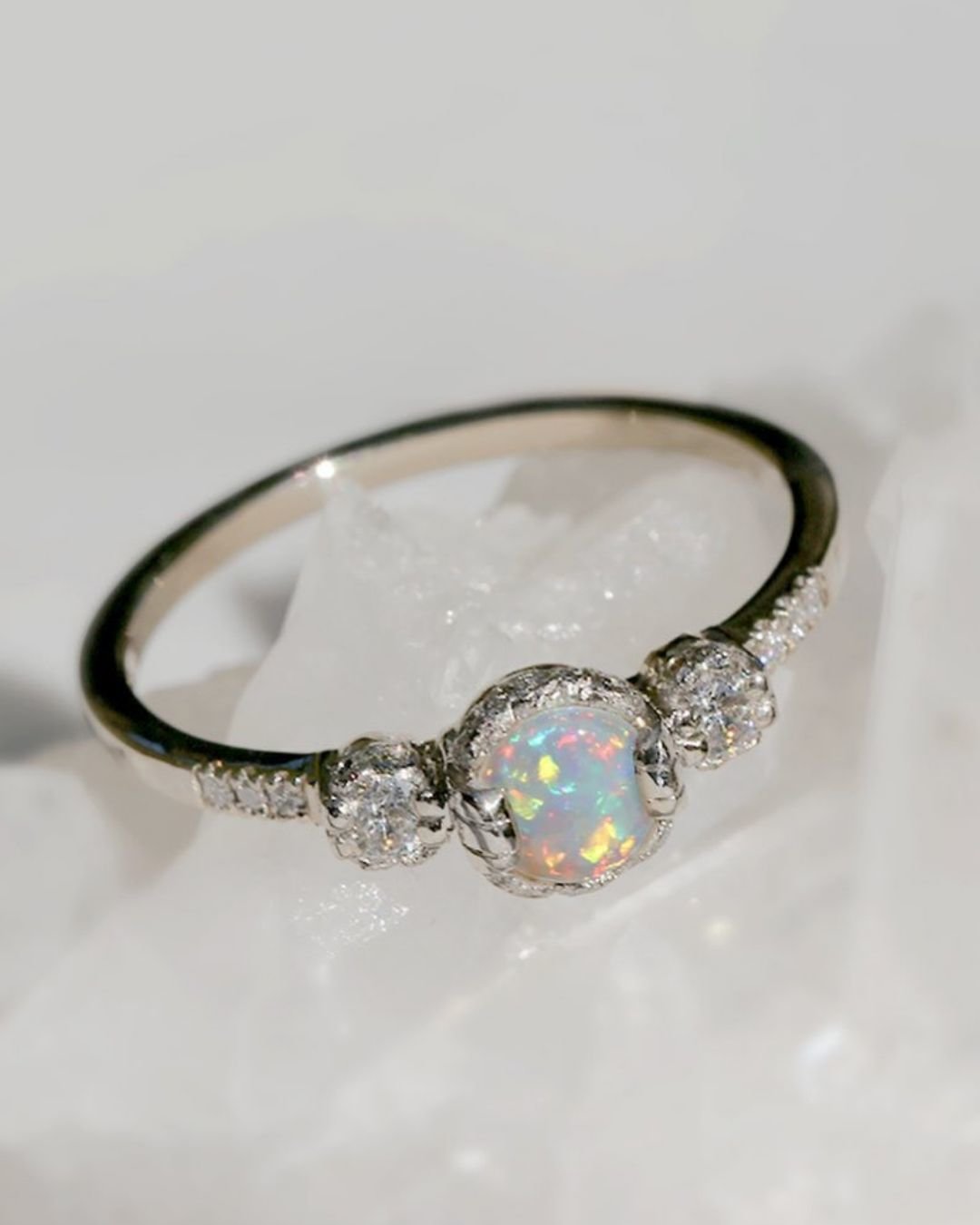 Pear Cut Rings With Opal
