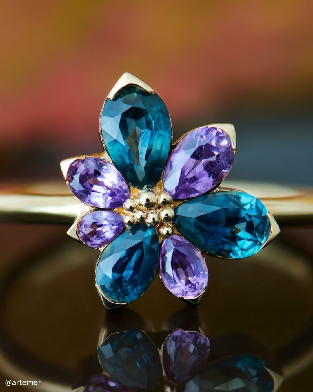 Sapphire Halo Rings
