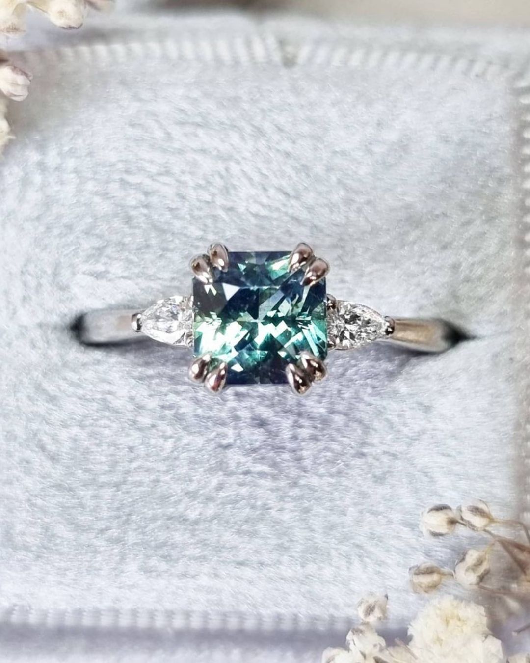 Pave Band Engagement Rings With Sapphires