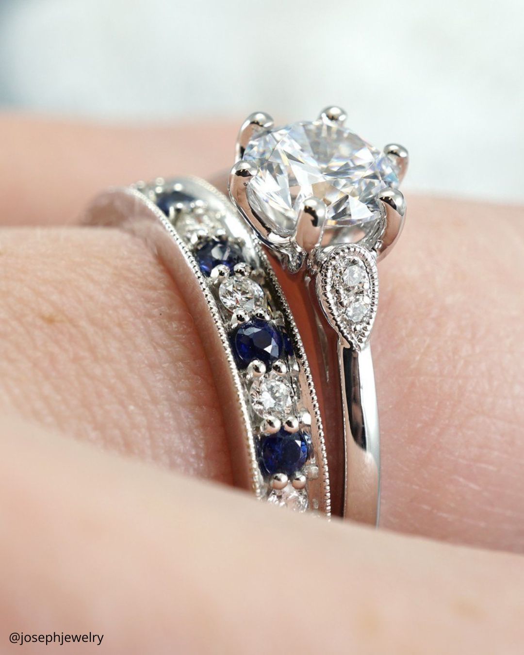 White Gold Rings With Beautiful Sapphires
