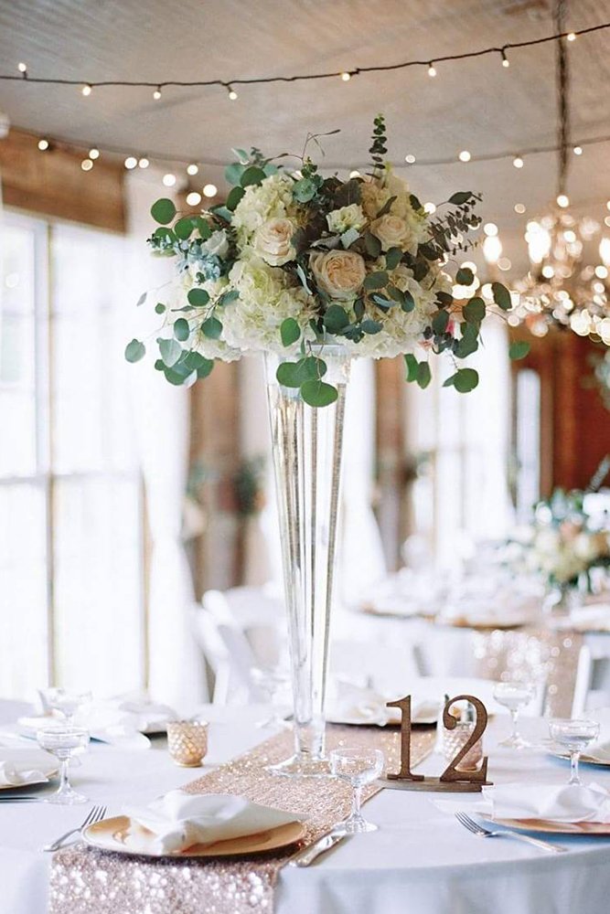 Gentle Bouquets in Tall Transparent Vases