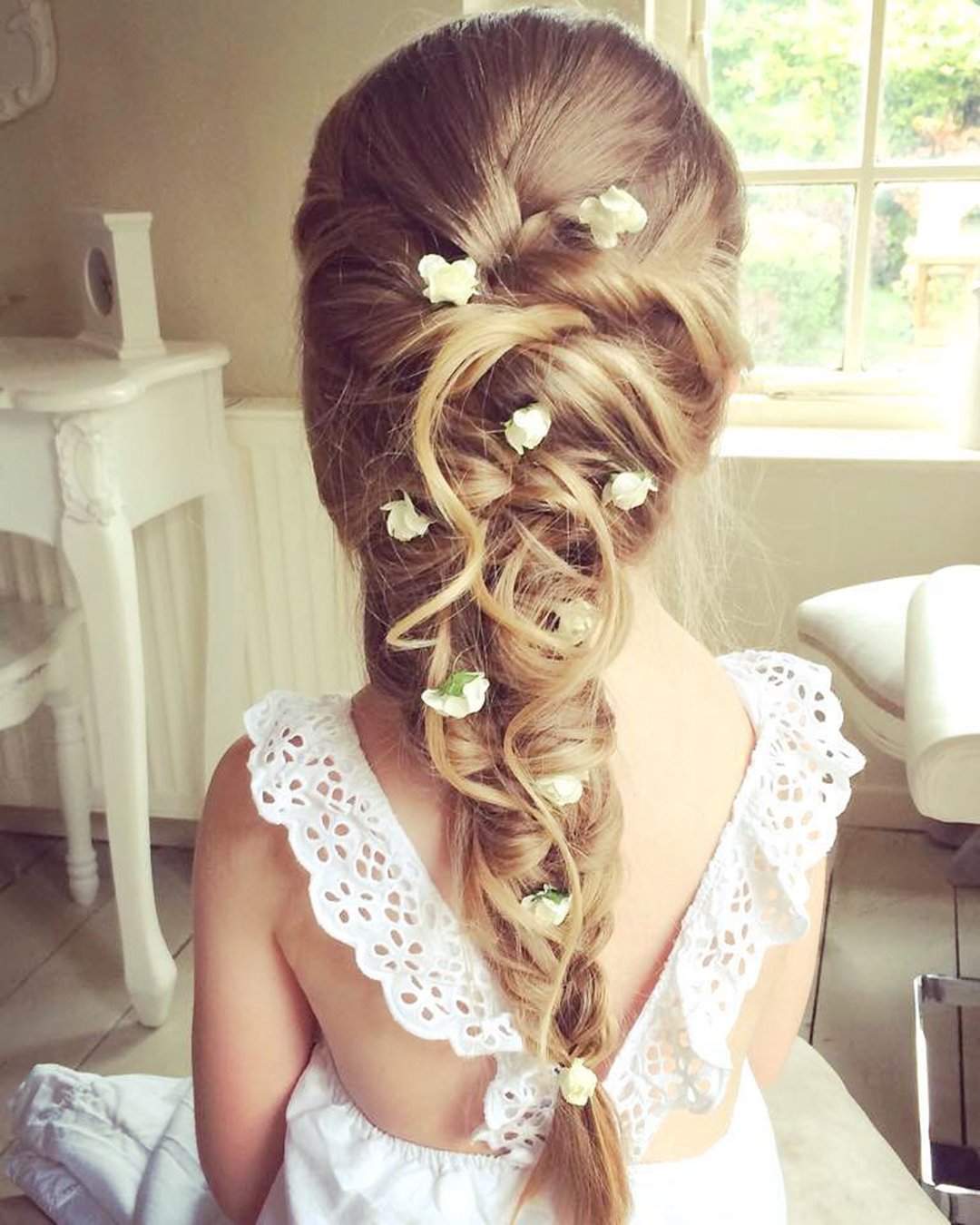 Long Hair Flower Girl Hairstyles Mermaid Braids