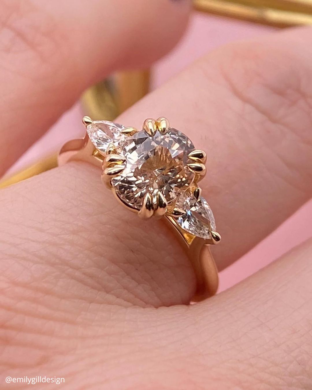 Round Cut Three Stone Rings