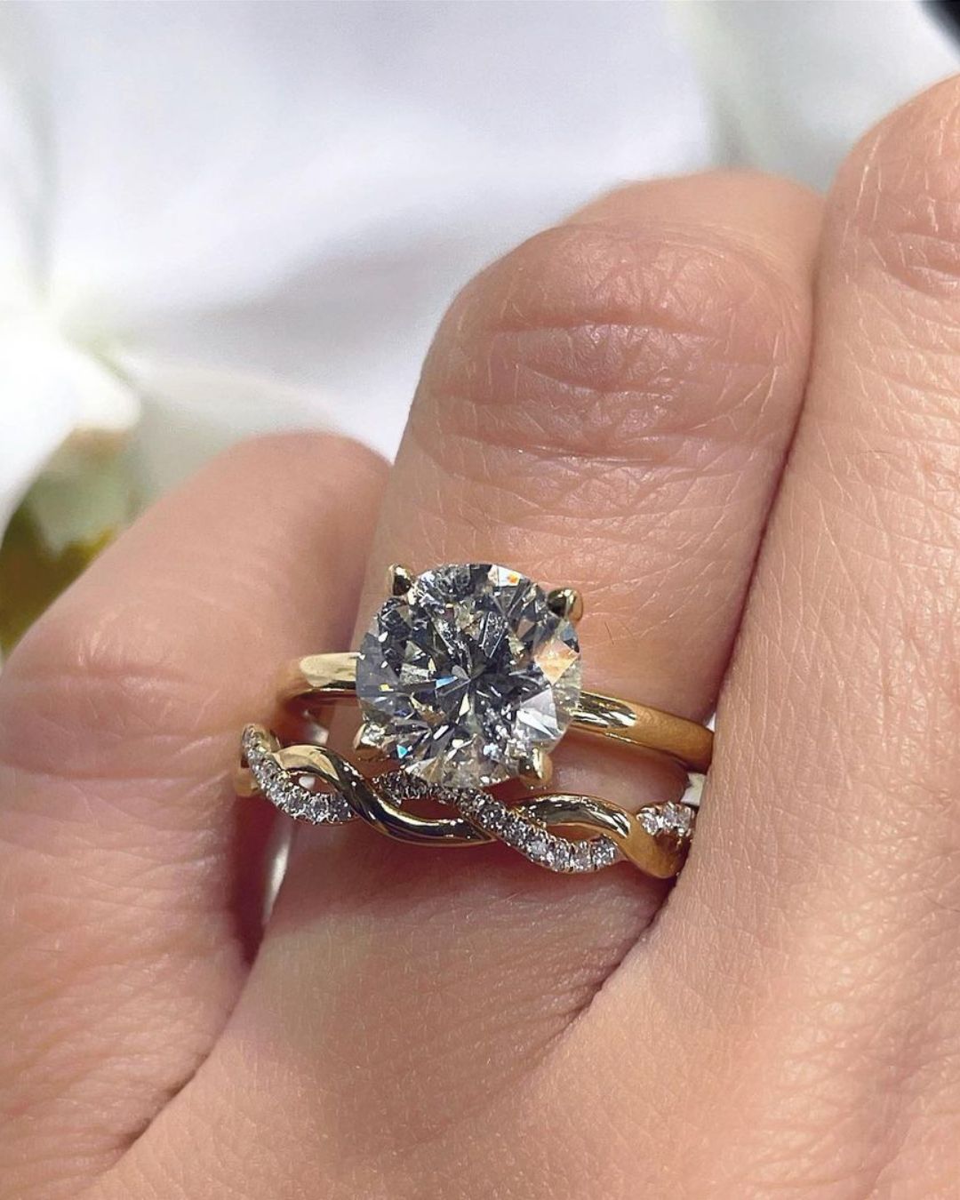 Cushion And Round Cut Wedding Rings