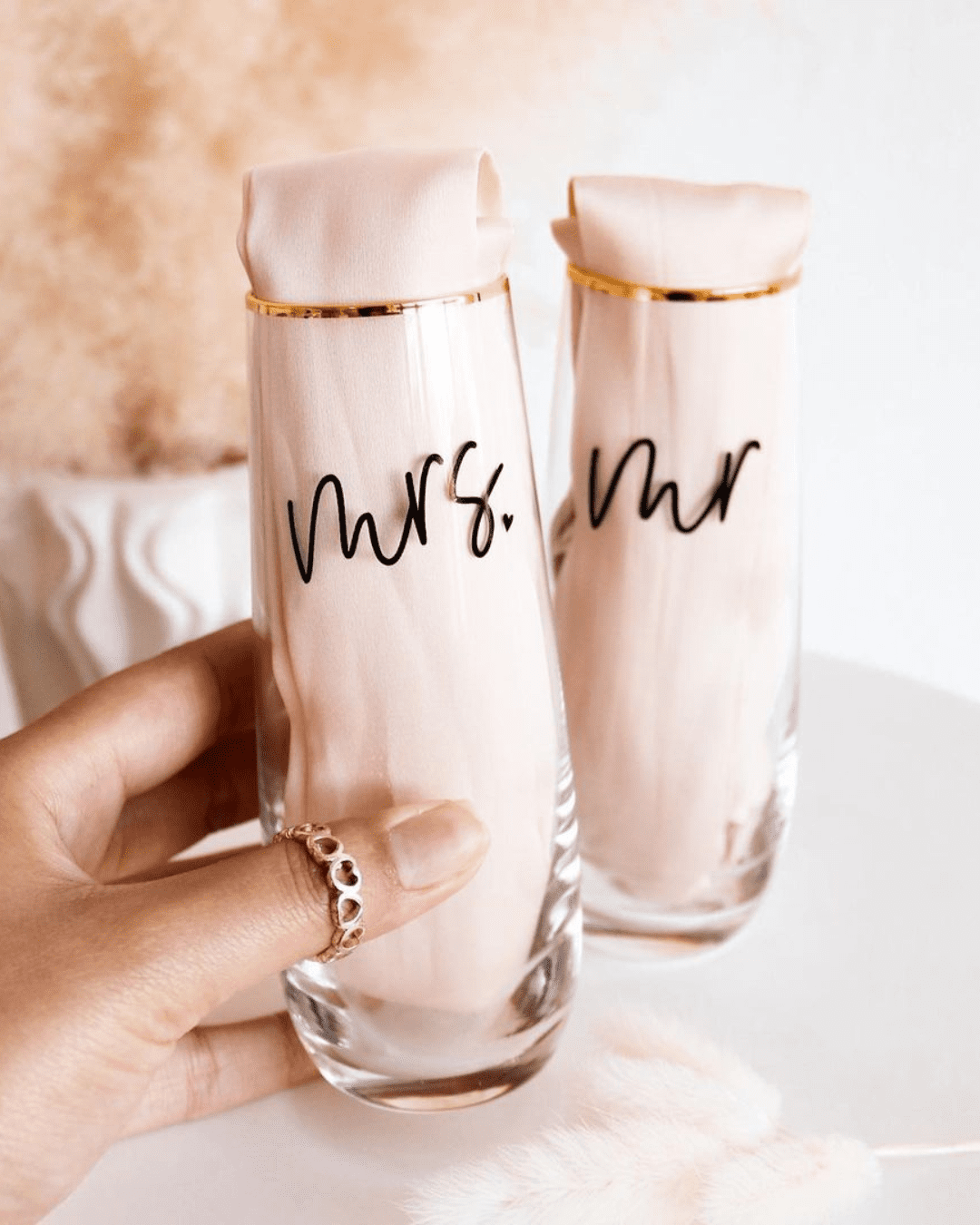 Simple And Classy Personalized Wedding Glasses