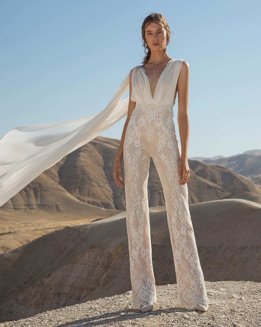 Wedding Pantsuit With A Cape