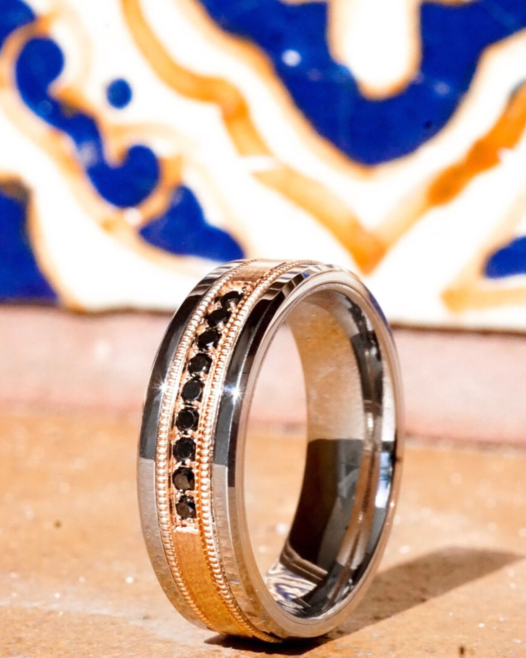 Black Cobalt Wedding Bands