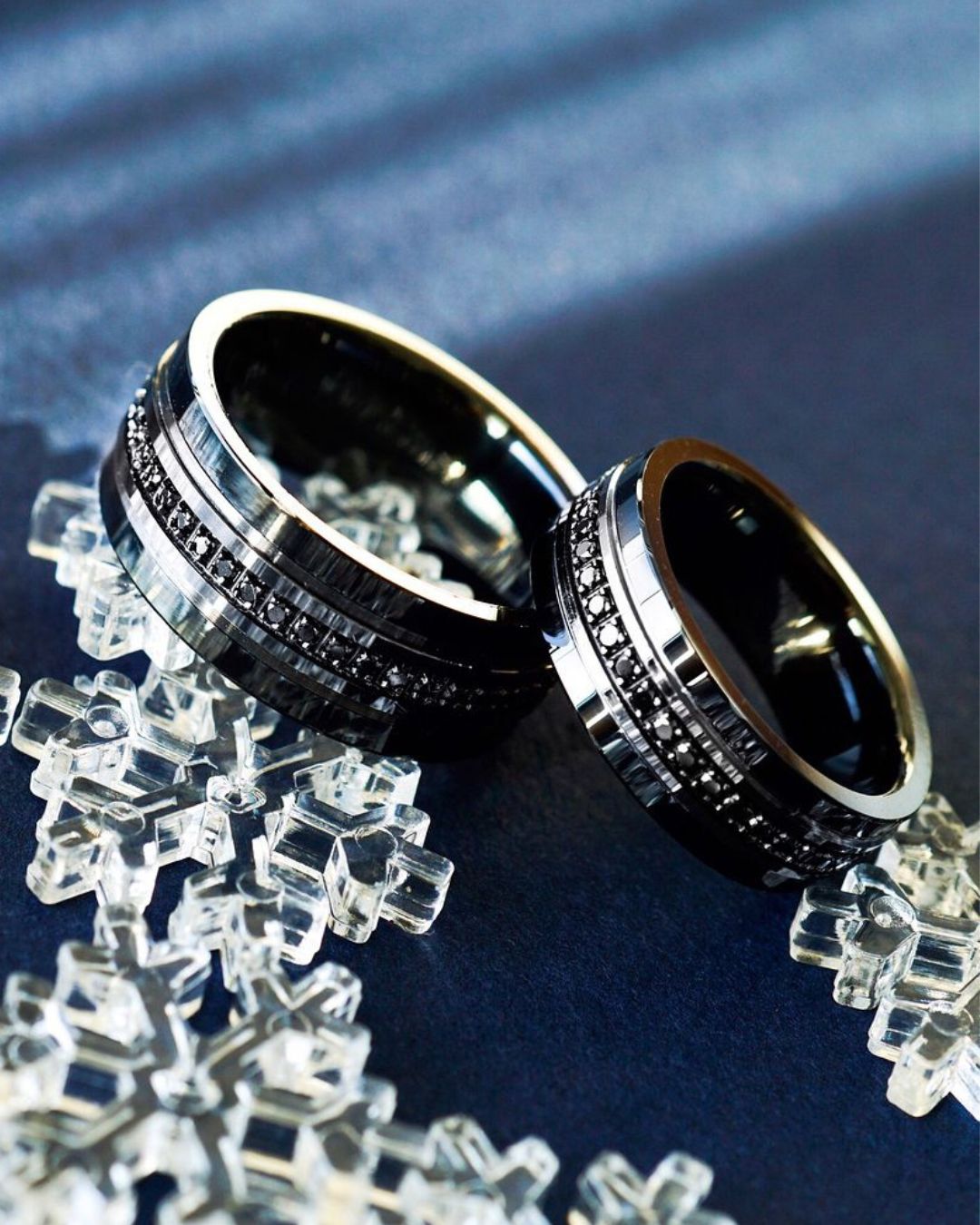 Black Cobalt Wedding Bands