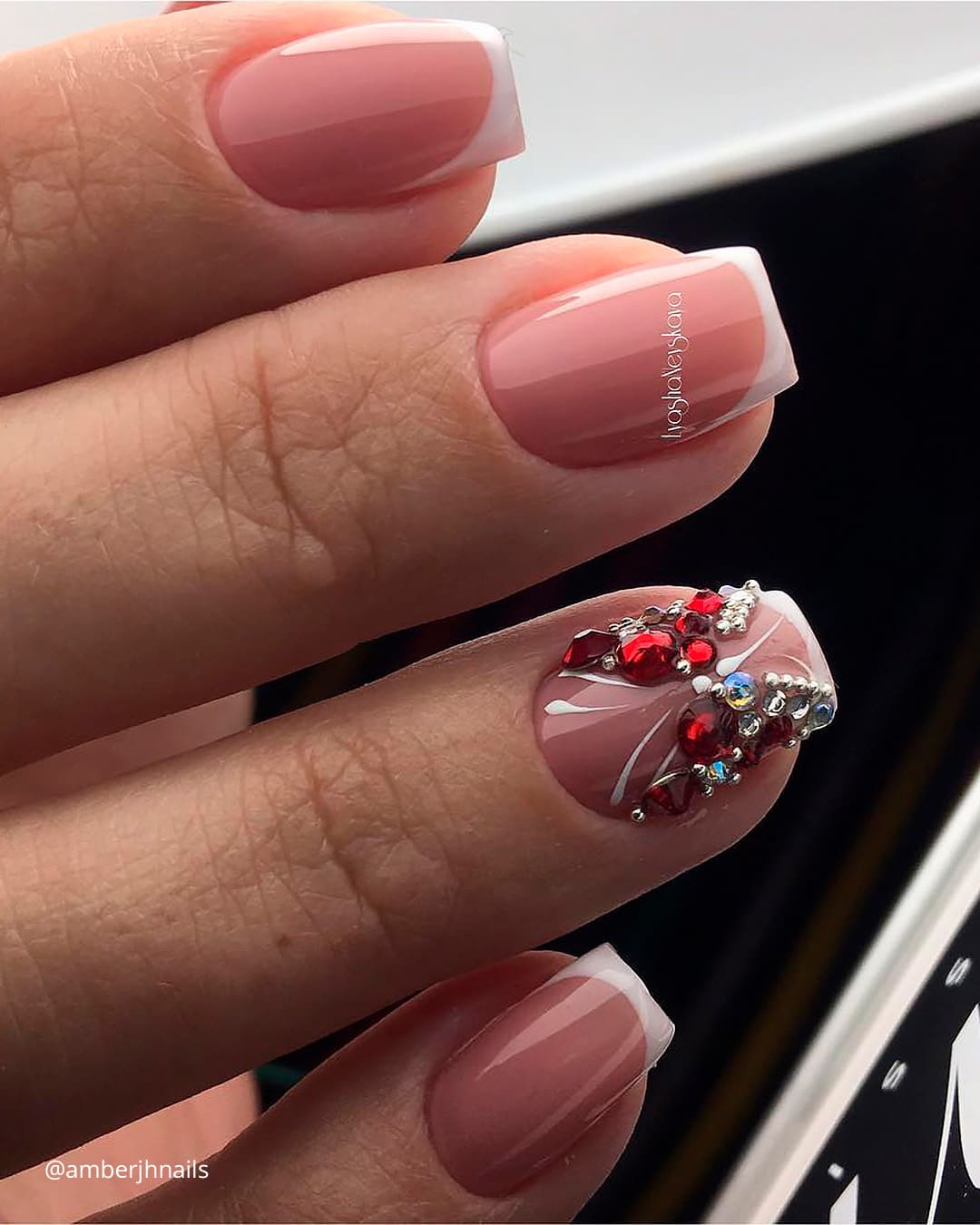 Lace Nails French Tip Wedding