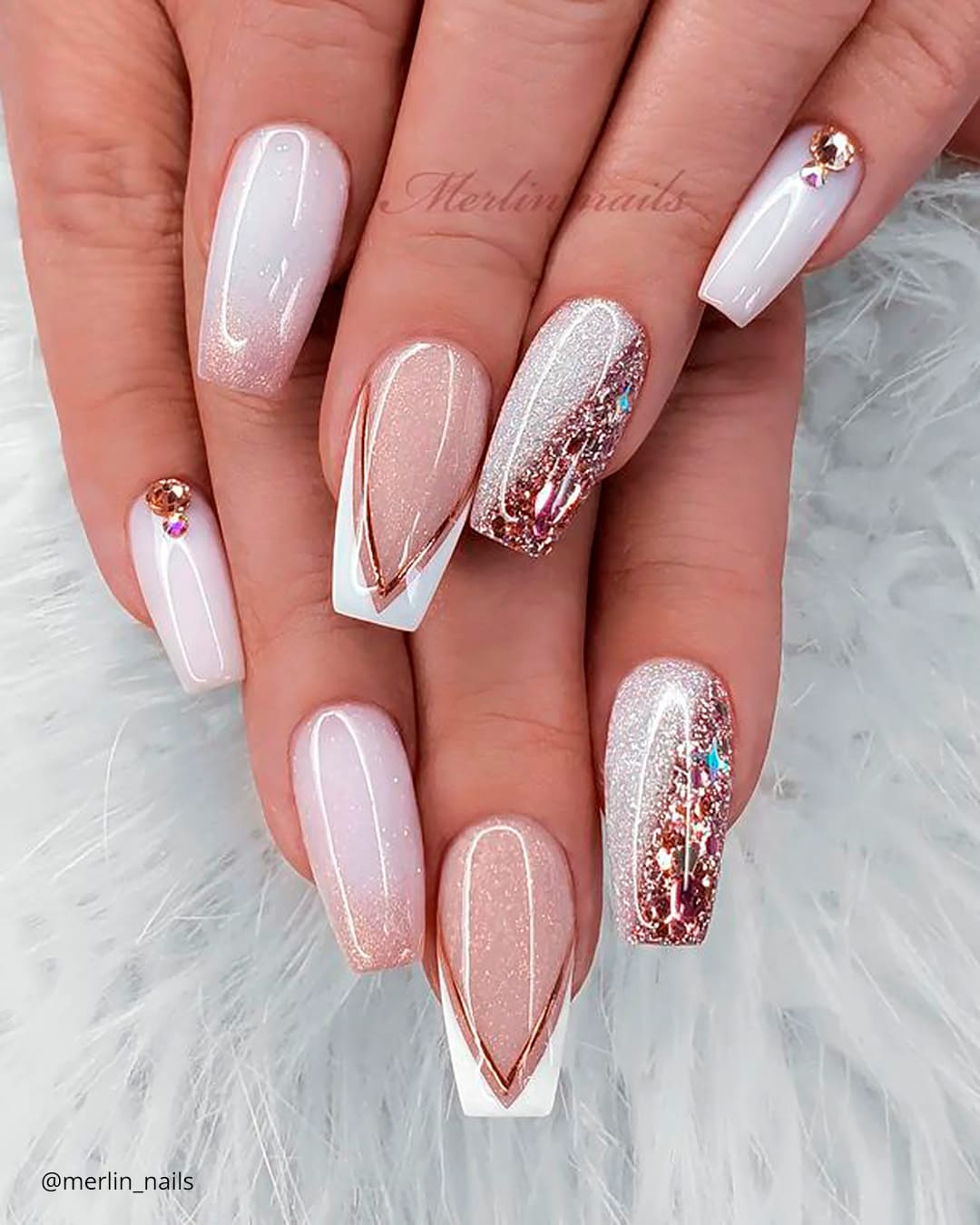 Lace Nails French Tip Wedding