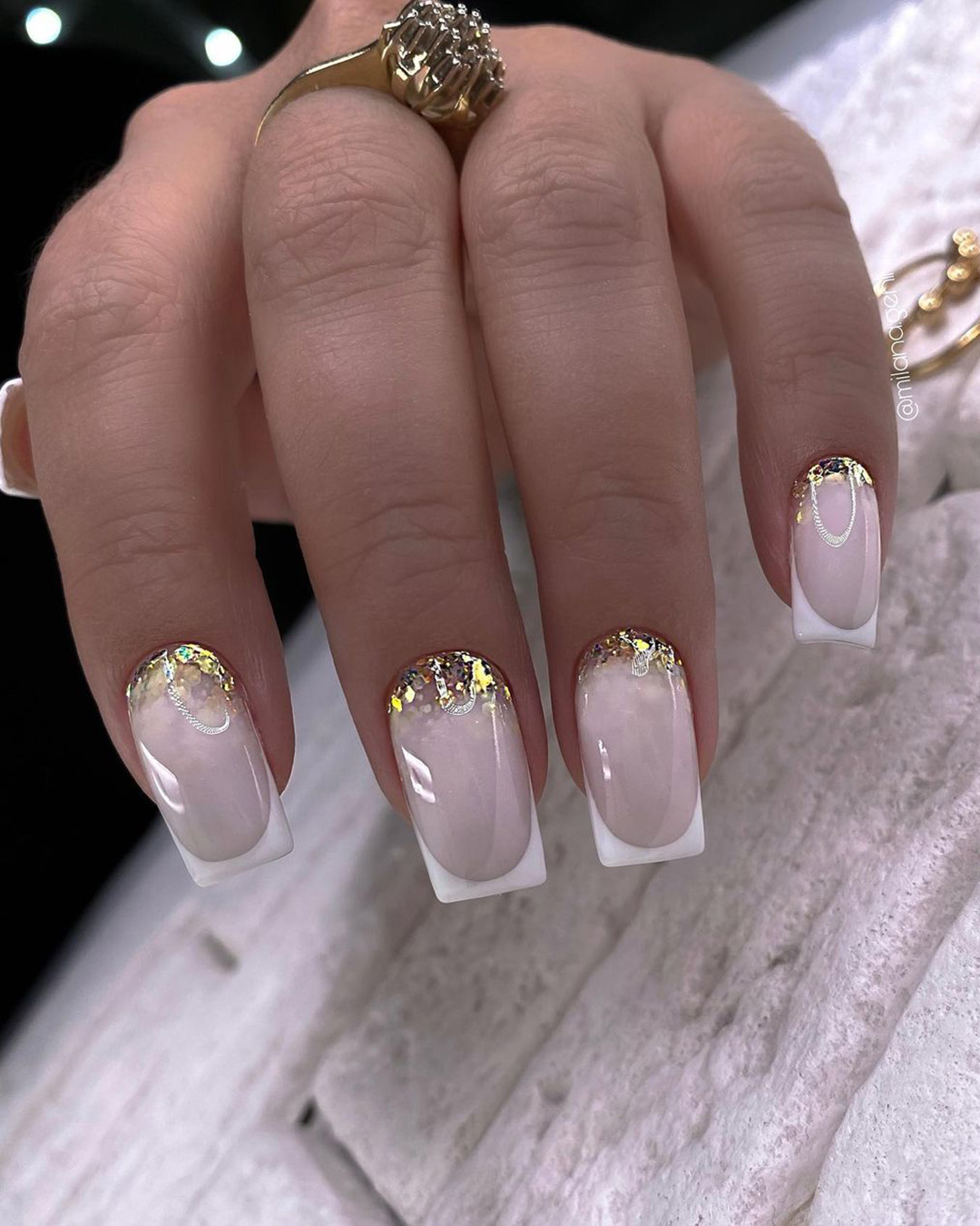 French Wedding Nails Coffin
