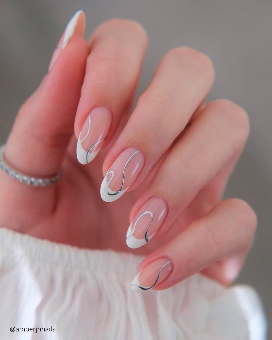Almond French Tip Wedding Nails