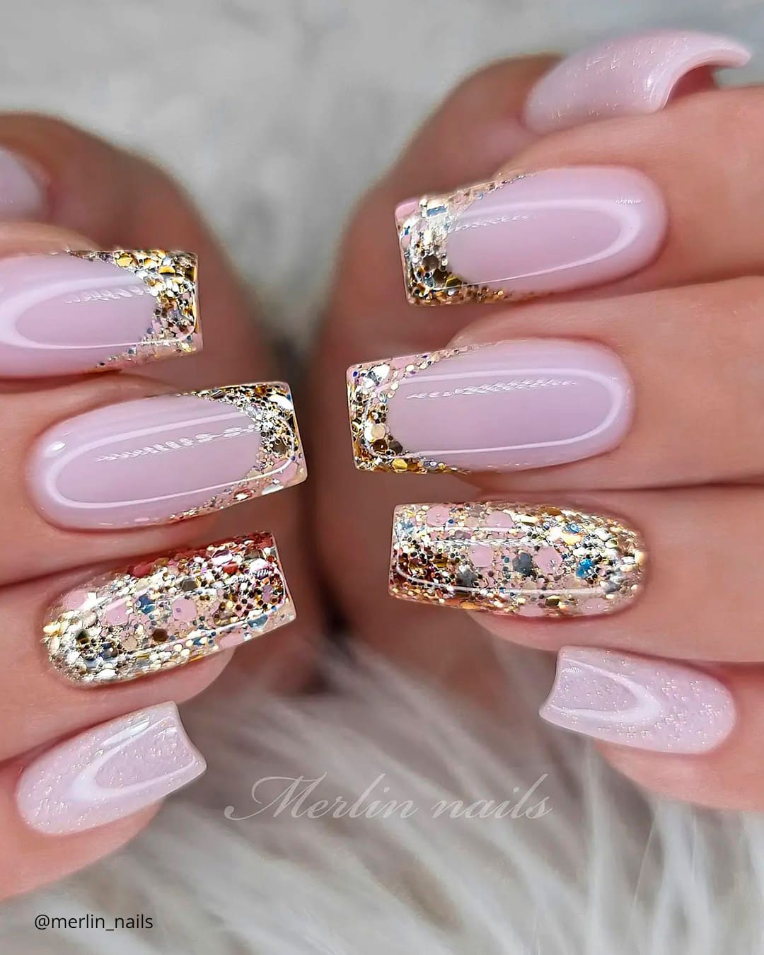 Glitter French Tip Wedding Nails