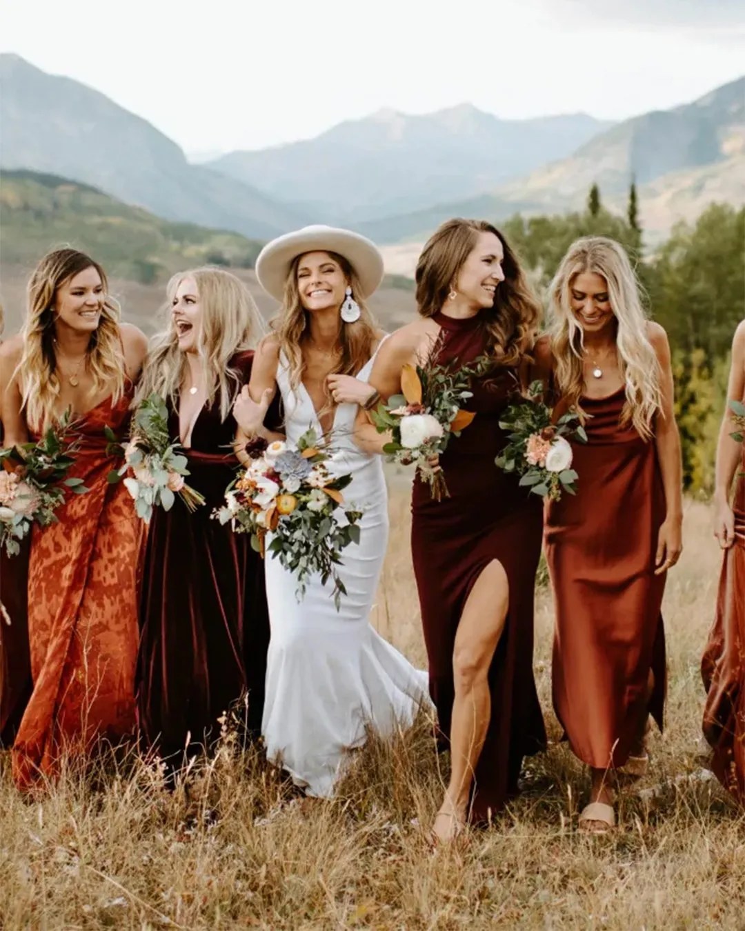 rust bridesmaid dress boho long rustic mismatched thumb