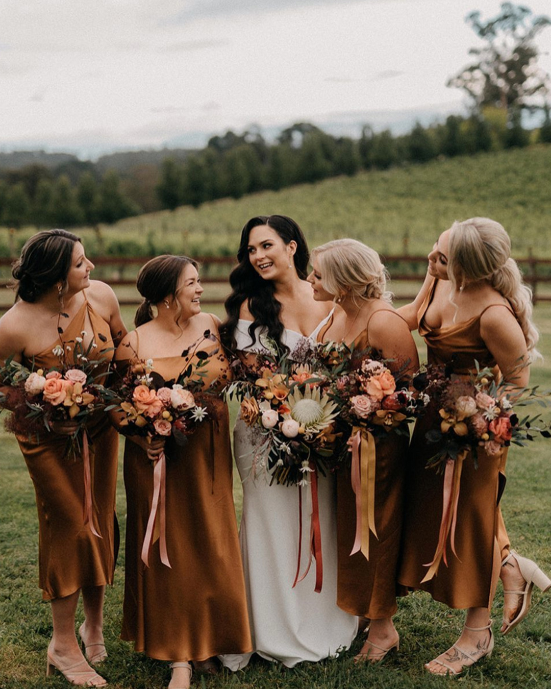 Velvet Rust Bridesmaid Dresses