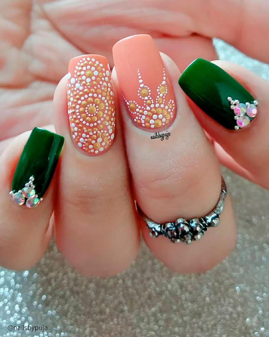 Mehendi Hand Painted Nail Designs