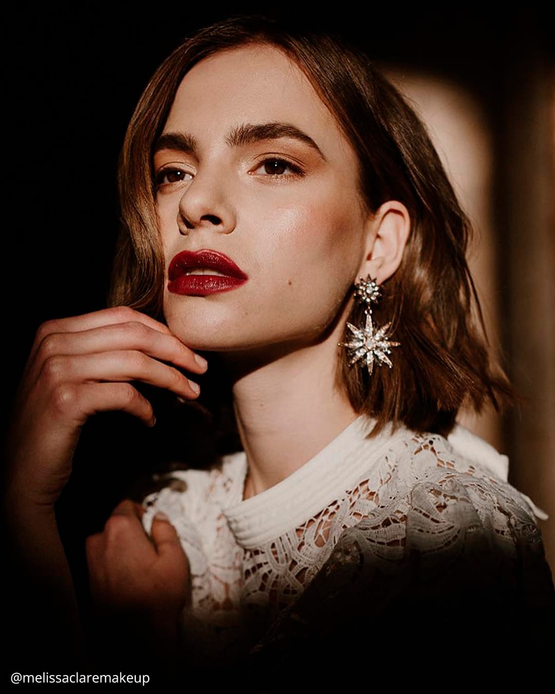 Dark Red Lip Wedding Makeup