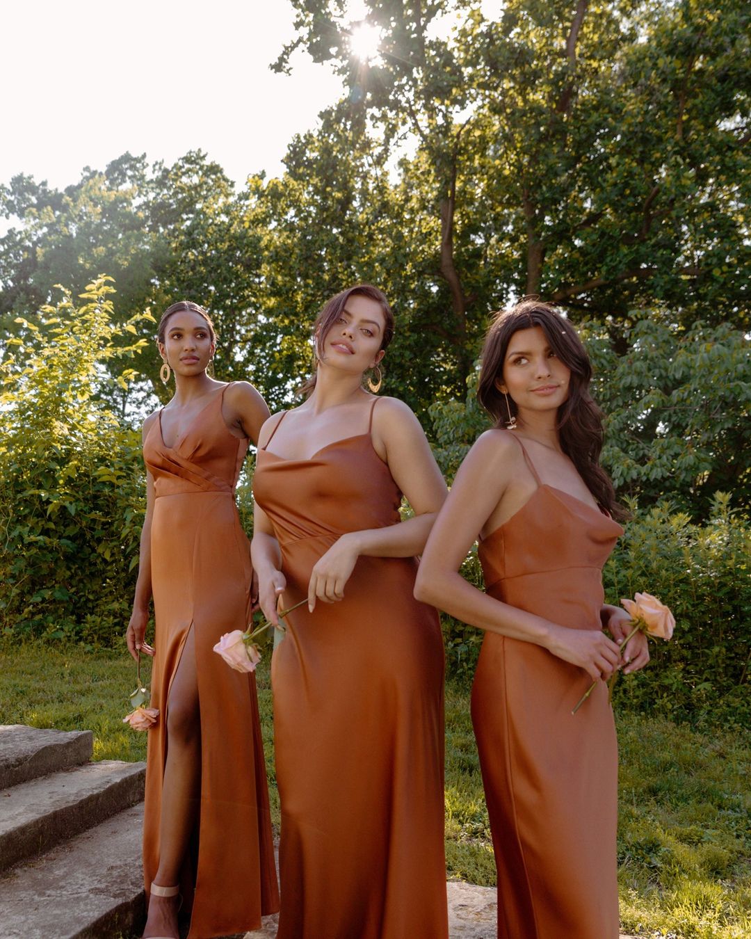 Chiffon Burnt Orange Bridal Dresses