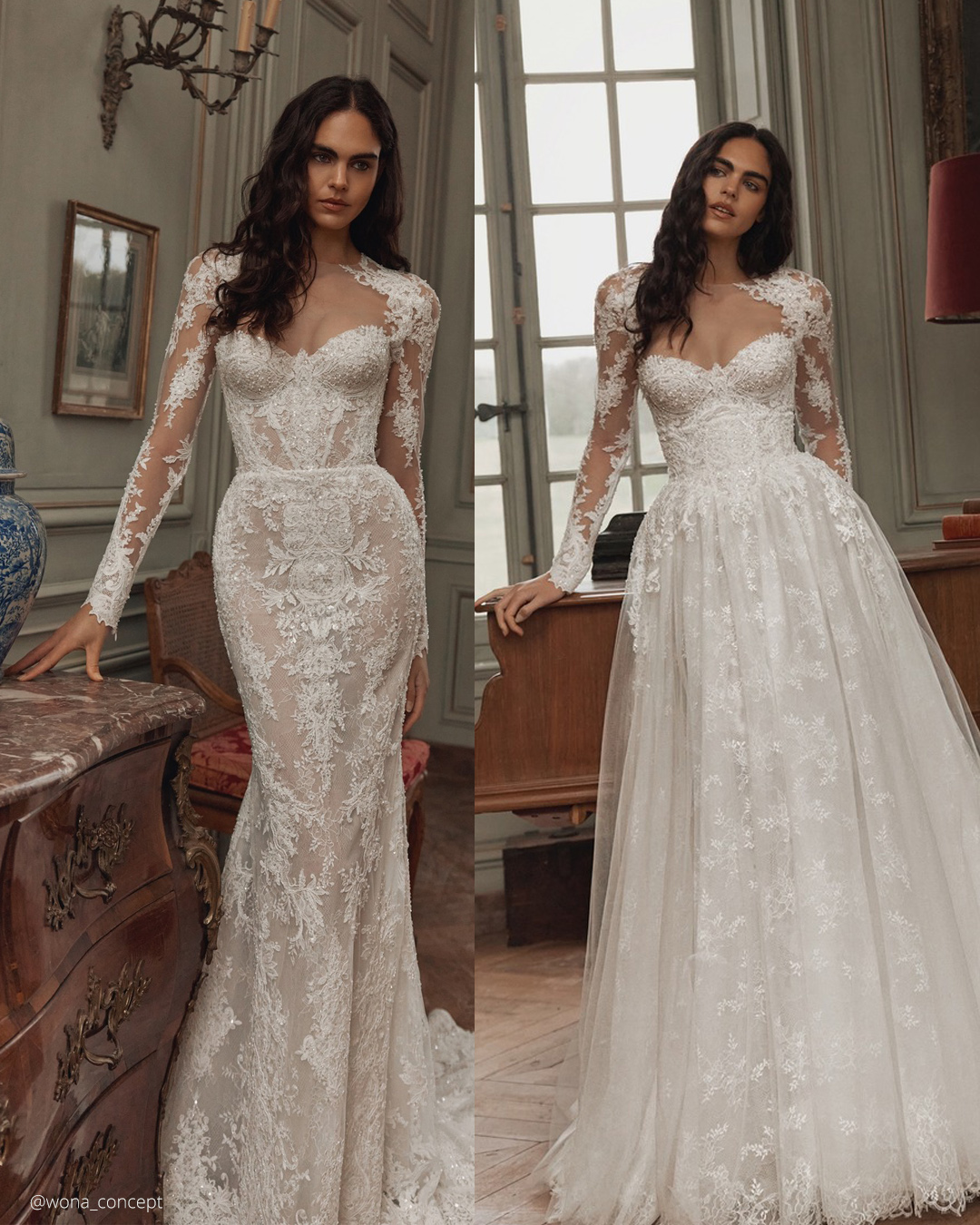 2 In 1 Convertible Wedding Dresses With Overskirt