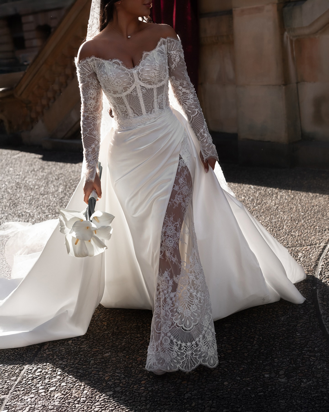 2 In 1 Convertible Wedding Dresses With Overskirt