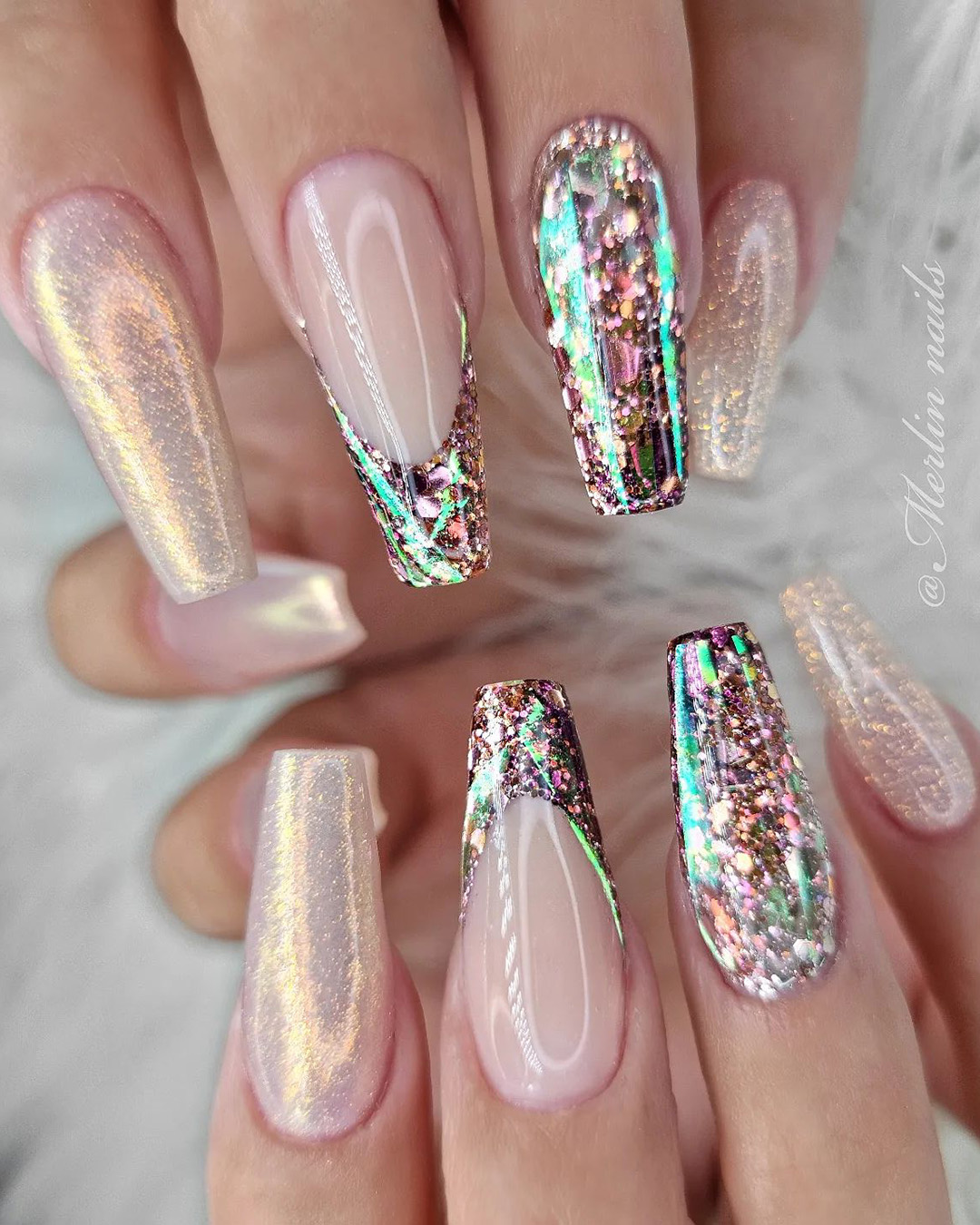 Nude Nails With Glitter