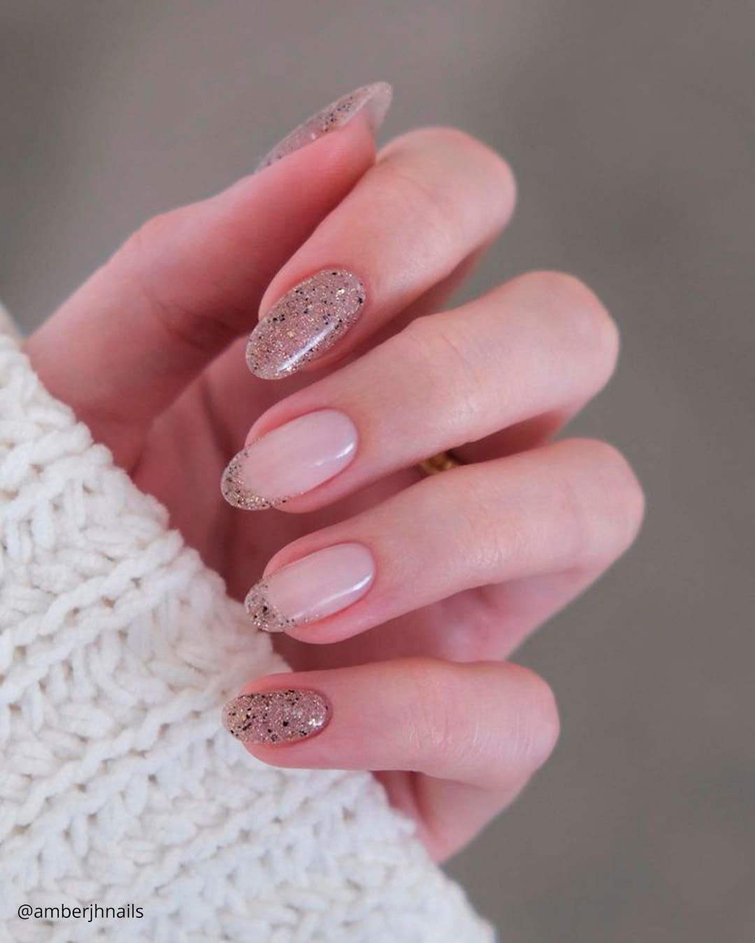 Nude Nails With Glitter