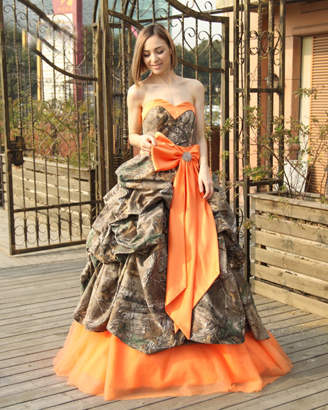 Orange Camo Wedding Dresses