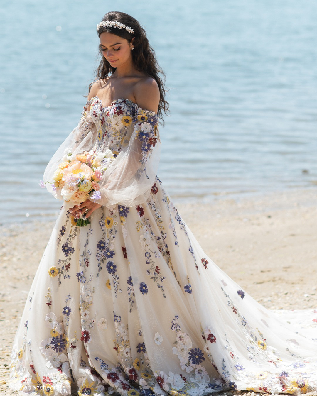 Colorful Floral Long Dresses For Wedding
