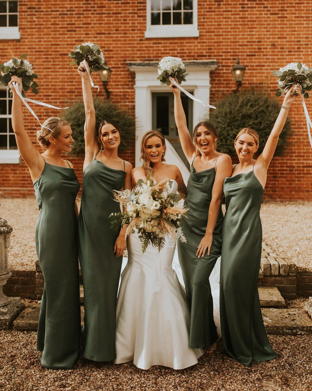 What kind of wedding is best for satin olive green bridesmaid dresses?