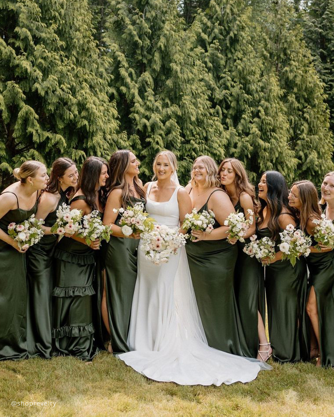 What kind of wedding is best for satin olive green bridesmaid dresses?