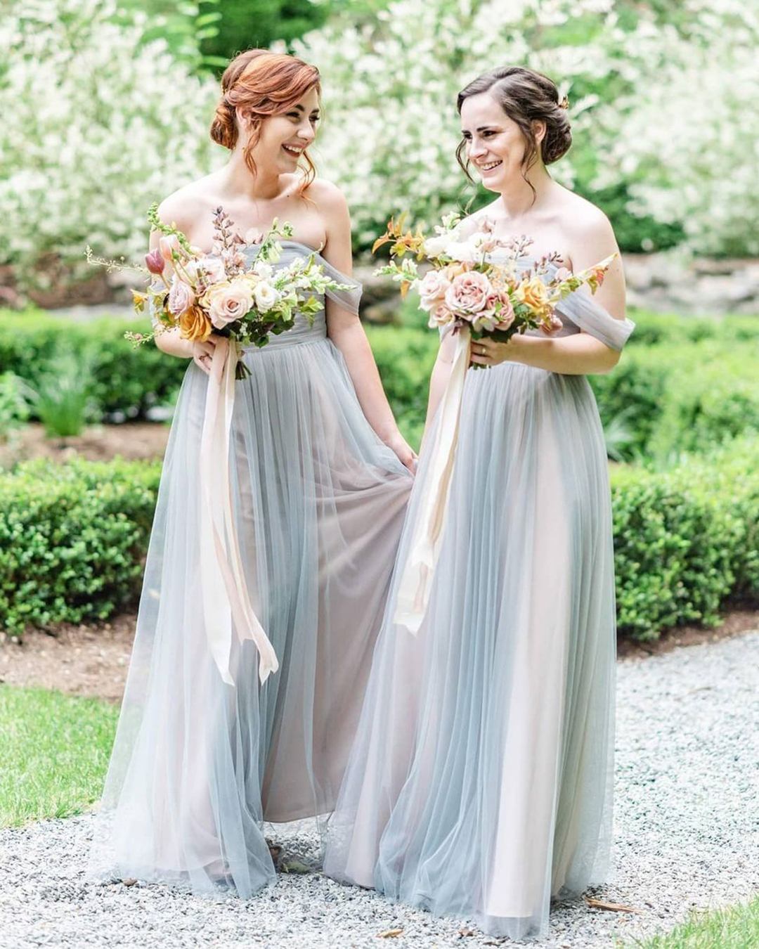 Blue Floral Bridesmaid Dresses