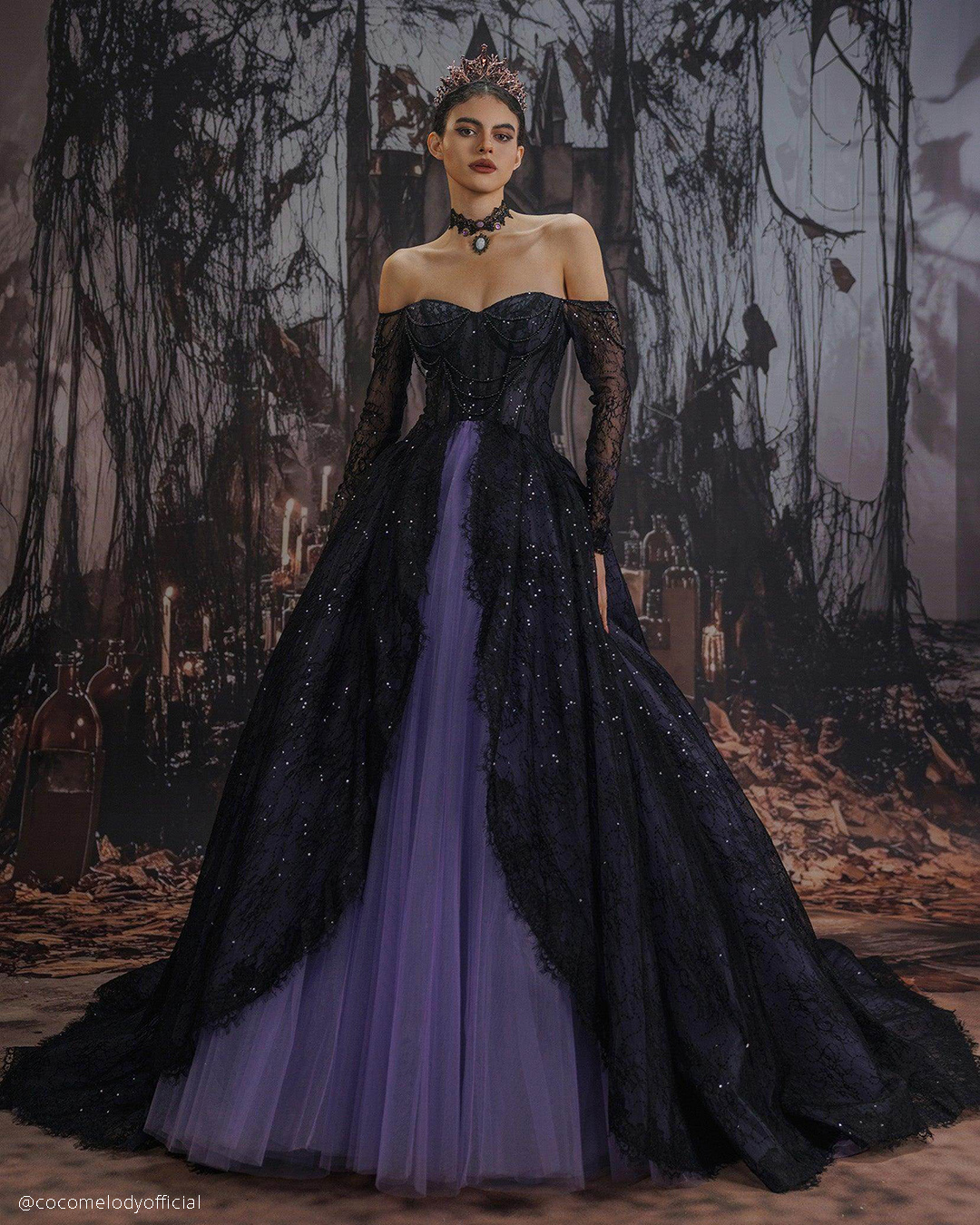 Black And Purple Wedding Dresses