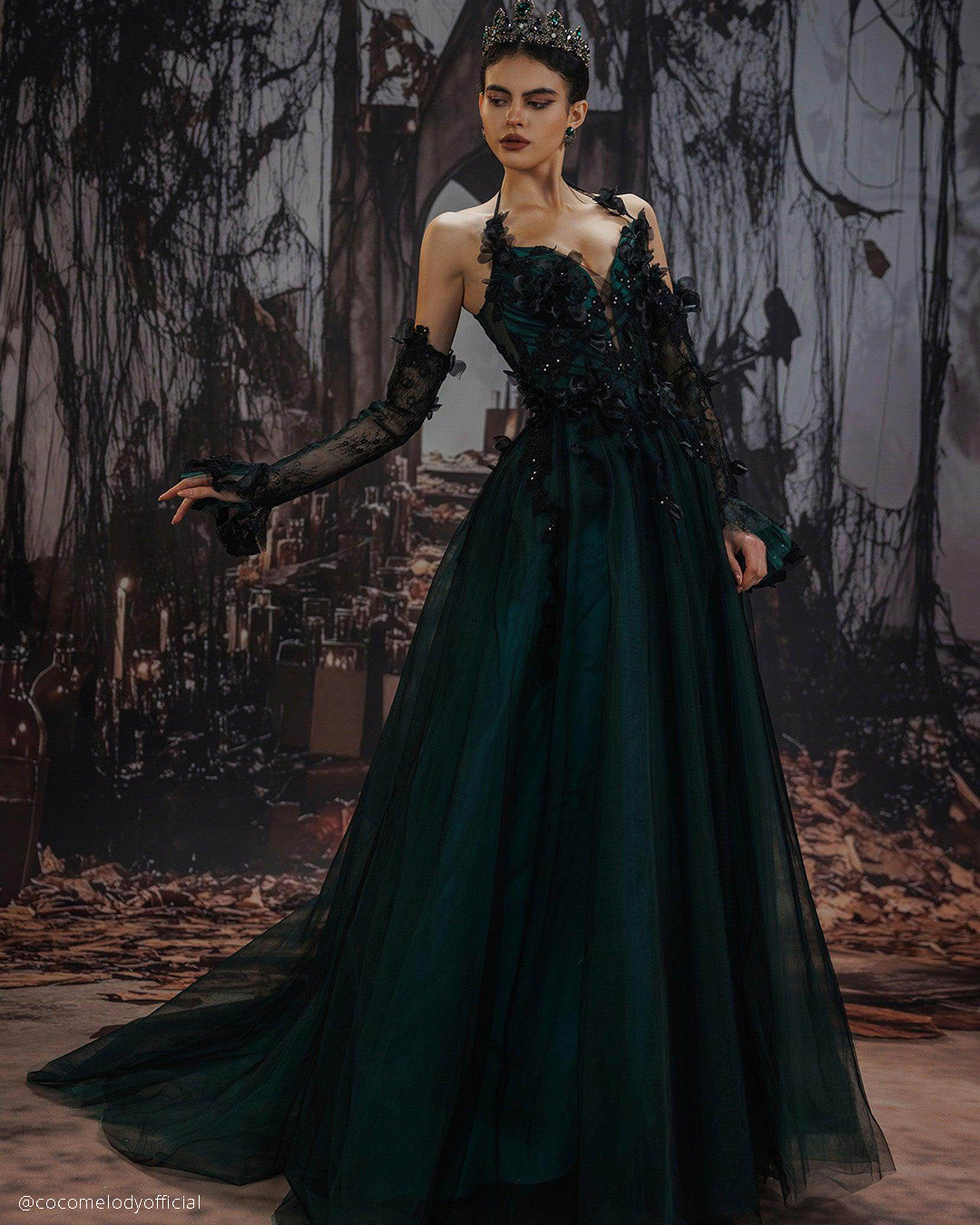 Gothic Black Lace Wedding Dresses